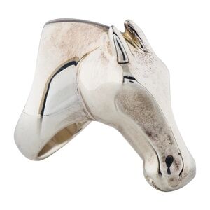 HERMES GALOP Horse Head Ring LARGE Model Sterling Silver US 6-6.25 (Hermes 52)